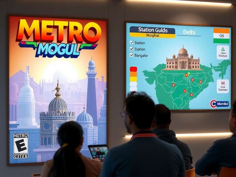 Metro Mogul game cover showing Indian metro network and cityscape
